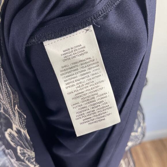 Ralph Lauren LRL Floral Georgette Maxi Dress Navy Cream One Shoulder Women's 4 - Picture 7 of 10